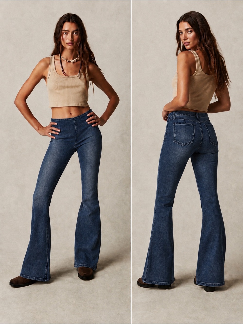 Free People Penny Pull-On Flare Jeans Size 27 Dark Wash Stretch Denim